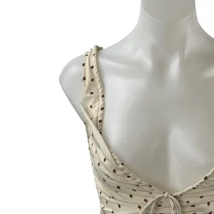 Princess Polly Cream Polka Dot Sleeveless Plunge V Neck Mini A-Line Tank Dress 2 thumbnail 2