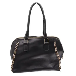 Marc New York Satchel Womens Large Black Pebbled Chain Accent Gold Hardware Fair thumbnail 4