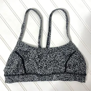 Lululemon Rise and Run Sports Bra Flahsback Static Black White Sz 6 408 thumbnail 5