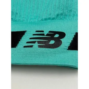 New Balance Sports Bra Womens M Teal Black Seamless Ribbed Racerback Logo Band thumbnail 4