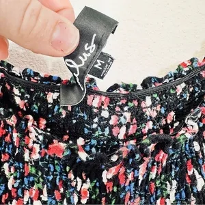 Lulus Ditsy Floral Dark Off‎ the Shoulder Smocked Bodice Midi Dress Milkmaid Med thumbnail 3