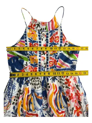 Farm Rio Cotton Floral Print Maxi Dress Eyelet Midi Fit Flare Dress Size XSmall thumbnail 16