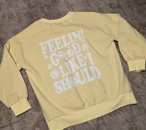 KatyDid Feelin Good Like I Should Yellow Crewneck Sweatshirt Size L retro fun thumbnail 1