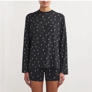 SKIMS Boyfriend Long Sleeve T-shirt in Washed Onyx Ski Print Size XL thumbnail 2