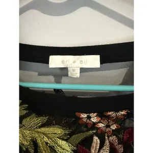 Anthropologie Eri + Ali ORNATE EMBROIDERY Size M Black Multicolor Floral‎ thumbnail 4