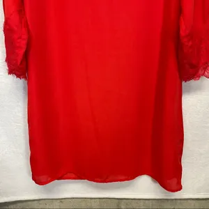 Skies‎ Are Blue Red Long Sleeve Shift Dress Size M thumbnail 3