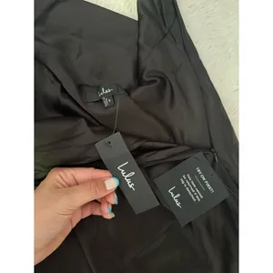 Lulus Exquisite Shine Black Satin Rhinestone Strapless Maxi Dress Size Small NWT thumbnail 6