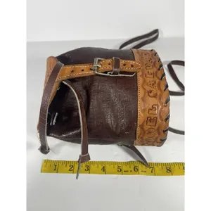 Brown/Tan Floral Tooled Embossed Mini Backpack Drawstring Flap Buckle Silver thumbnail 11