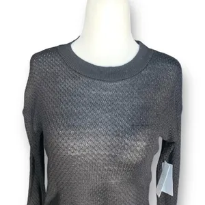Nordstrom Abound Black Open Weave Neutral Pullover‎ Knit Cropped Sweater Minimal thumbnail 4