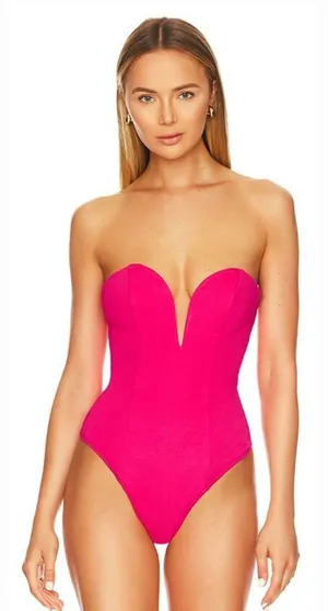 Superdown Gianna Sweetheart Bodysuit in Pink Small thumbnail 1