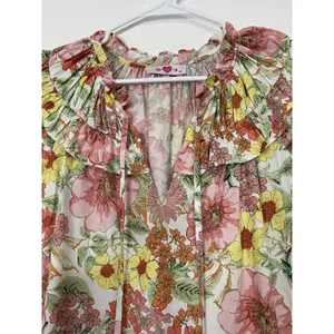 Camisa Con Estampados De Flores Para Mujer Talla Xs Marca Buddy Y Love Algodón thumbnail 6