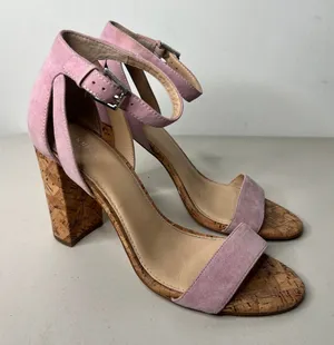 Botkier Pink Suede Cork Heels Size 9 thumbnail 1