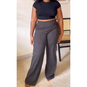 ESOFT Wide Leg Pants High-Waisted Yoga Work Dress Pants Pockets M NWOT thumbnail 2
