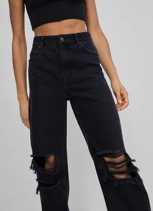 Bershka Ripped High Rise Waisted Wide Leg 90’s Jean Denim Pants thumbnail 2