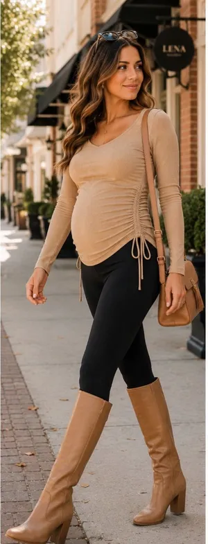 BLANQI Everday Maternity Belly Support Black Maternity Leggings~ Size Medium 💚🍄 thumbnail 1