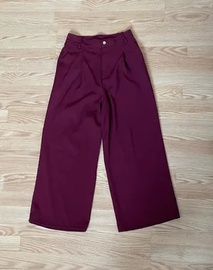 Burgundy Wide-Leg Trousers thumbnail 1