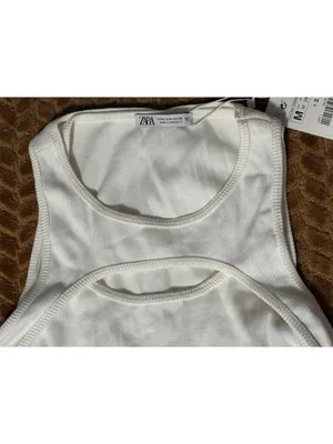 NWT New Zara Stretch Ribbed Cut-Out Sleeveless Bodysuit Size M thumbnail 4