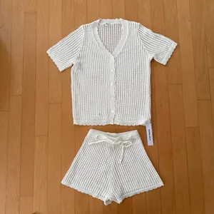 Princess Polly Beach Day white crochet knit top and shorts set thumbnail 2