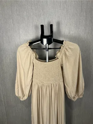 Women’s Cream Smocked Off-Shoulder Maxi Dress Size 2 thumbnail 6