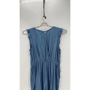 Old Navy chambray Lightweight Denim Lyocell Flutter cap Sleeve Romper size XL thumbnail 9