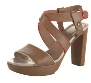 See by Chloe tan pink strappy snap ankle strap open toe block heels sz 6 thumbnail 1