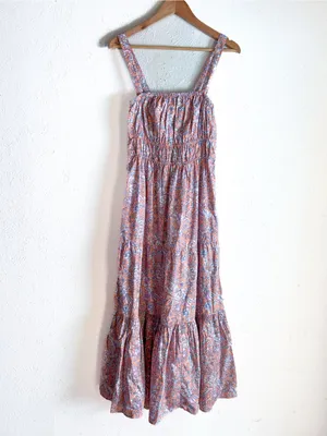 J. Crew Tiered cotton midi dress convertible straps bouquet block print medium thumbnail 2