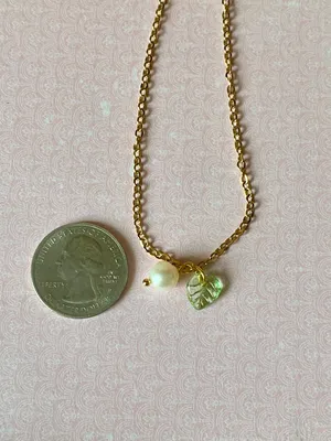 Handmade freshwater pearl & leaf fairy statement necklace🍃 thumbnail 7