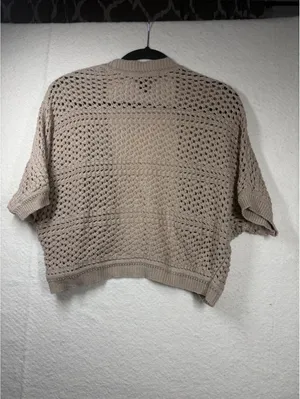 Cardigan S Beige 89th & Madison Open Knit Short Sleeve Shrug Bolero thumbnail 7