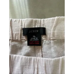 J.Crew Linen Cotton Cropped Wide Leg Pants Size XL Pink thumbnail 2
