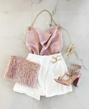 Pink Satin Halter/Cowl Neck Top thumbnail 1