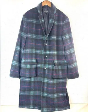 INC L Full Length Plaid Wool Blend Winter Coat thumbnail 1