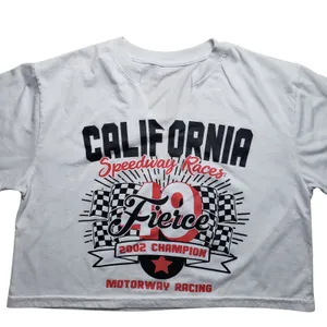 Weekend Warrior California Speedway Races Crop Top Shirt Womens Small White thumbnail 2