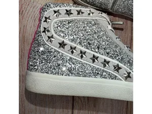 Vintage Havana Glitter High Top Sneakers Women’s Size 8 Silver Sparkle Side Zip thumbnail 6