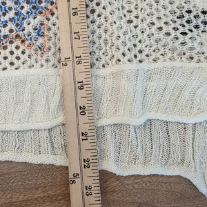 POL White Mesh Star Crochet Hoodie with Blue and Orange Accents thumbnail 10