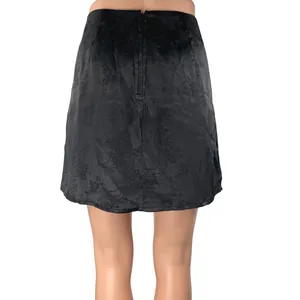 Mi Ami Black Silk Satin Floral Jacquard Slit Zipper Mini Straight Pencil Skirt M thumbnail 3