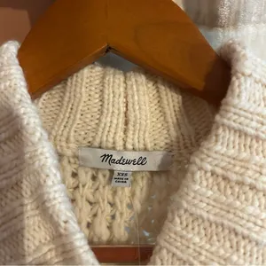 Madewell Wool Bomber‎ Cardigan Sweater Chunky Knit Cream Fisherman $148 NWT XXS thumbnail 5