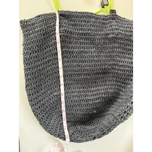 J.Crew‎ Straw Tote Bag Gray Neon Yellow Tassel Rope Handle Shoulder Bag thumbnail 10
