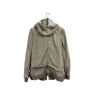 Free People 1970 Mixed Media Utility Jacket Green Hooded Elbow Patches Small thumbnail 2