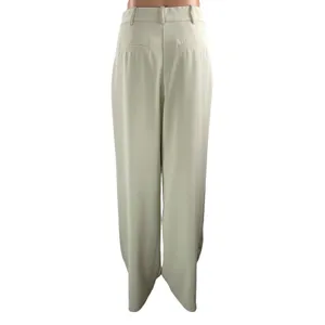 French Connection Women White Ivory Pleated High Rise Wide Leg Trousers Pants 28 thumbnail 3