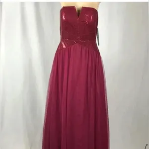 Trixxi Size 11 Burgundy Strapless Sequence Evening Gown. New With Tags. thumbnail 8