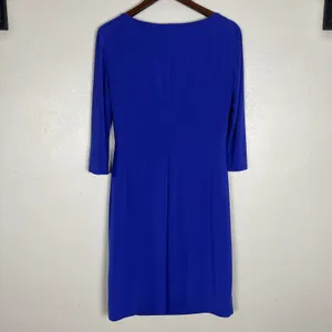 Lauren Ralph Lauren Dress 14 Purple‎ Faux Wrap Ruched Flattering Draped Classic thumbnail 7