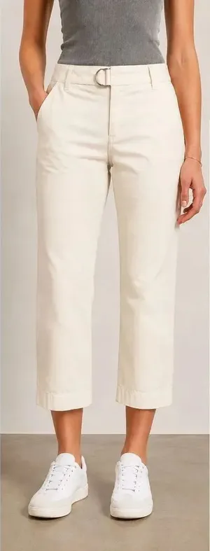 By Anthropologie Colette Cream High Rise Cropped Belted Pants Size 28 #700 thumbnail 1
