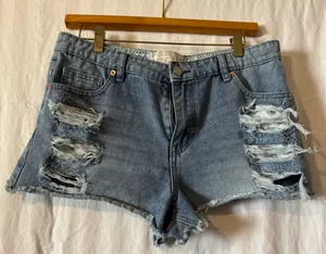 Project E Distressed Light Blue Denim Cutoff Shorts Size 10 thumbnail 1