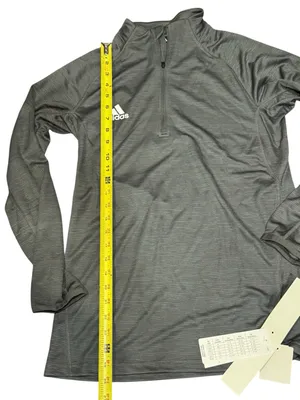 adidas womens Heathered Gray Quarter-Zip Performance Jacket thumbnail 3