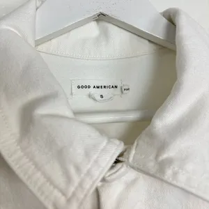 GOOD AMERICAN Fit for Success Denim Utility Dress Denim in Wash White Size Small thumbnail 6