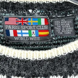 Vintage 80's Paris Sport Club Chunky Fair Isle Oversize Sweater M Breakfast Club thumbnail 6