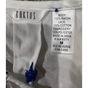Kaktus Nautical Embroidered Stars Peasant Top Size M Tassels White Blue Festive thumbnail 6