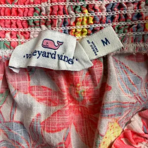 Vineyard Vines‎ Floral Off Shoulder Top Women Medium Pink Blue Smocked Boho thumbnail 2