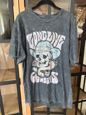 Long Live Cowboys skull western mineral washed tee tequila snake short sleeve thumbnail 2