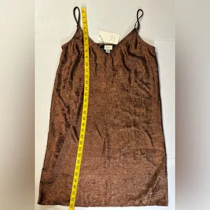 A New Day Copper‎ Metallic Cami Slip Dress XS NWT thumbnail 3